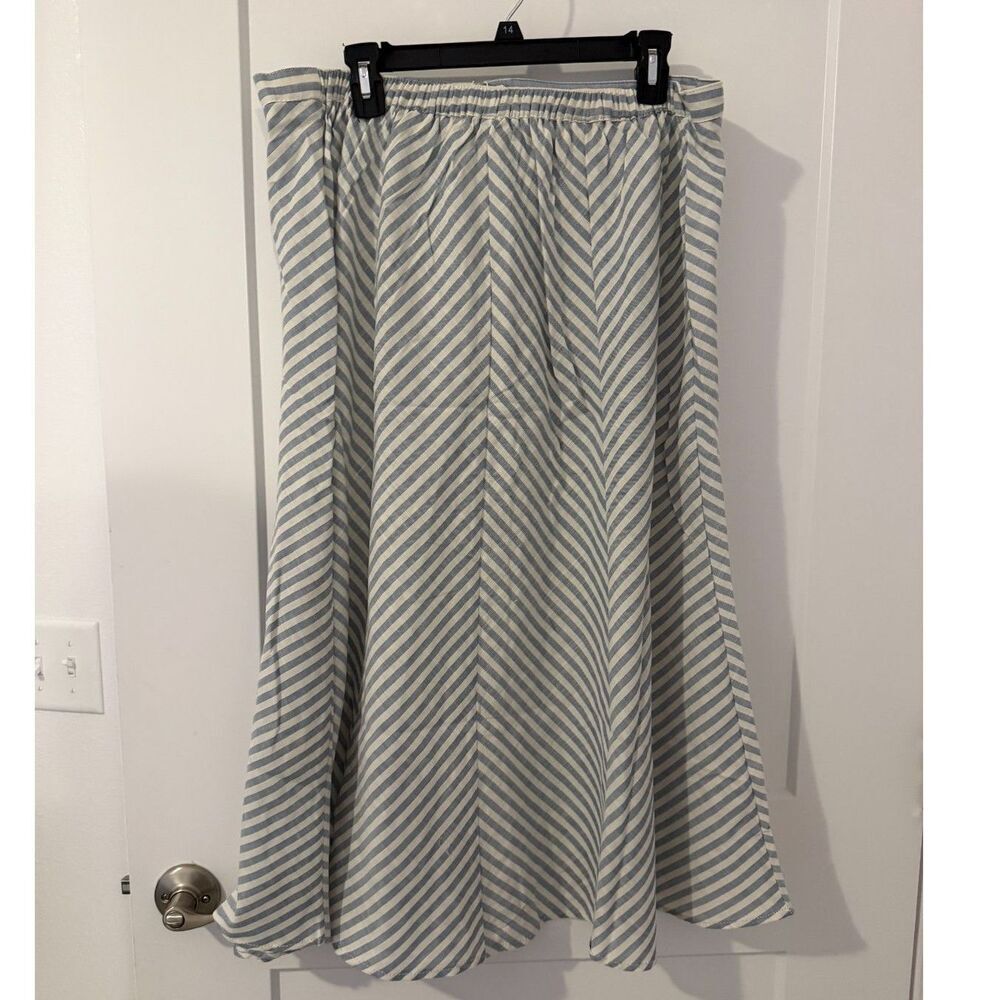 MAX STUDIO Stripe Button Front A-Line Skirt